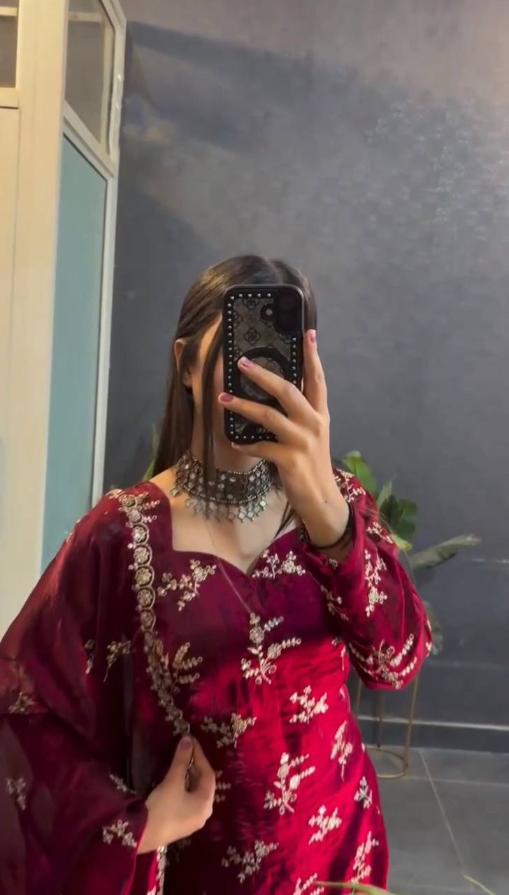 Designer Party Wear Look Top-Dupatta and Fully Stiched Bottom