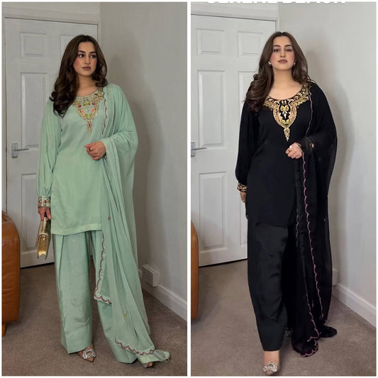 Dual Elegance A Stylish Journey in pista and Black Attire