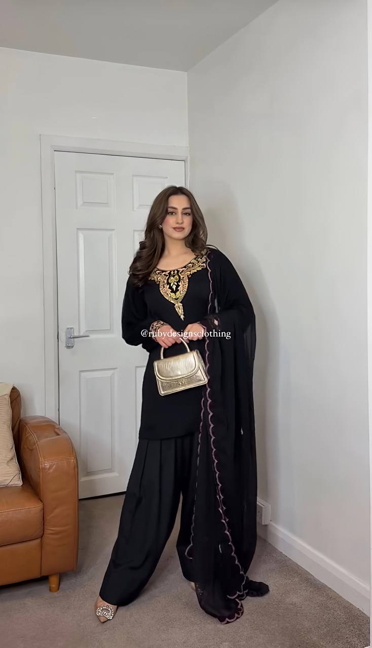 Dual Elegance A Stylish Journey in pista and Black Attire